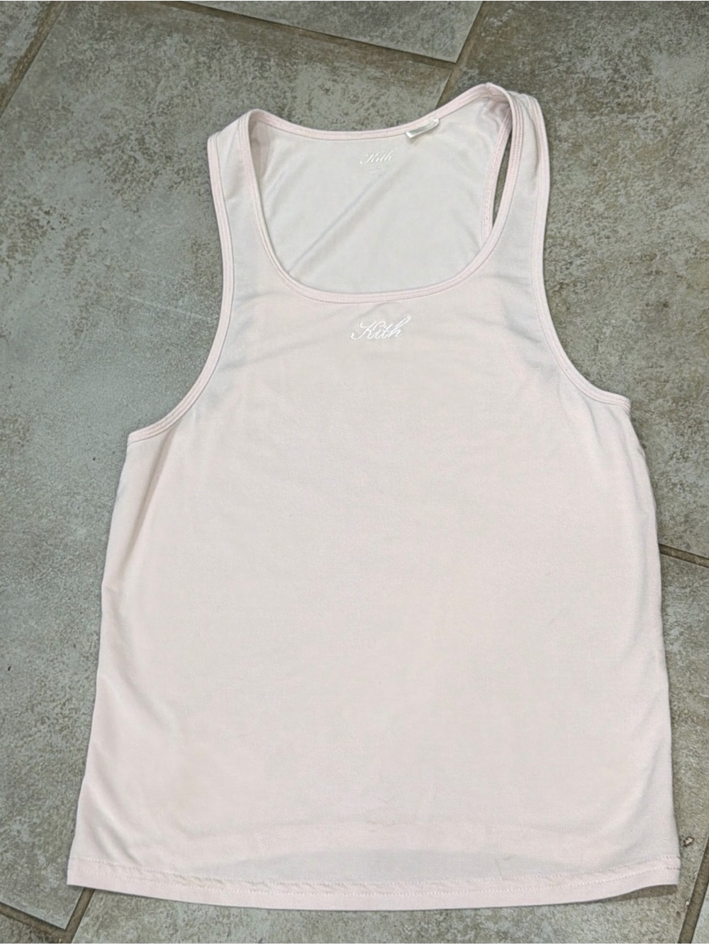 Stained Kith Embroidered Baby Pink Racerback Lightly Rubbed Tank Size Small